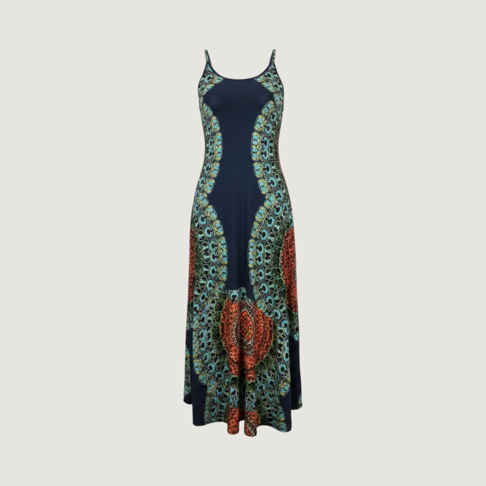 Cleobella Womens S Navy Mandala Print High Low Dress Boho Spaghetti Strap